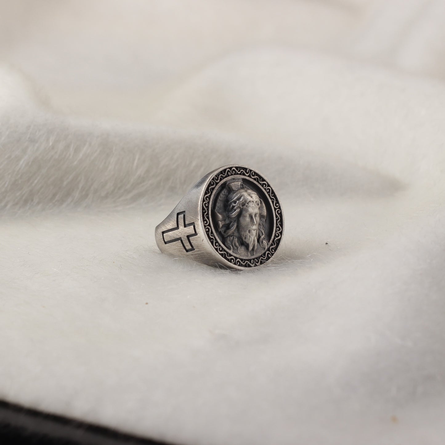 Christian Savior Signet Silver Jesus Ring