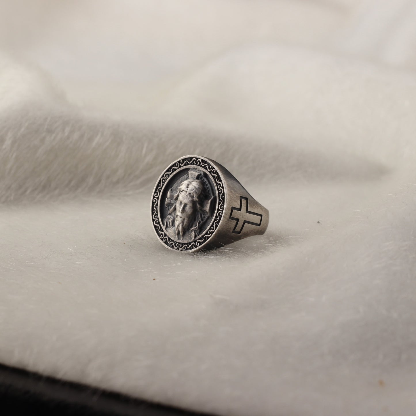 Christian Savior Signet Silver Jesus Ring