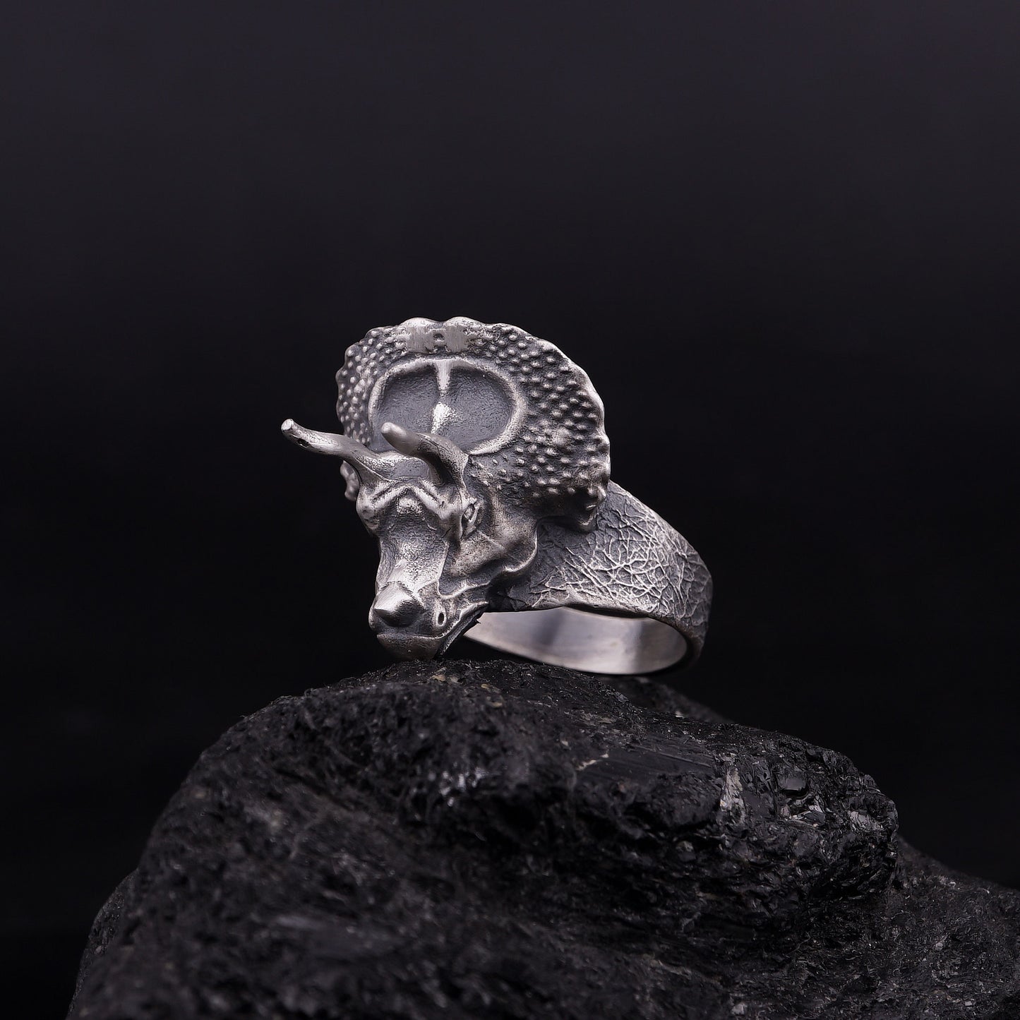 Triceratops Dinosaur Sterling Silver Ring
