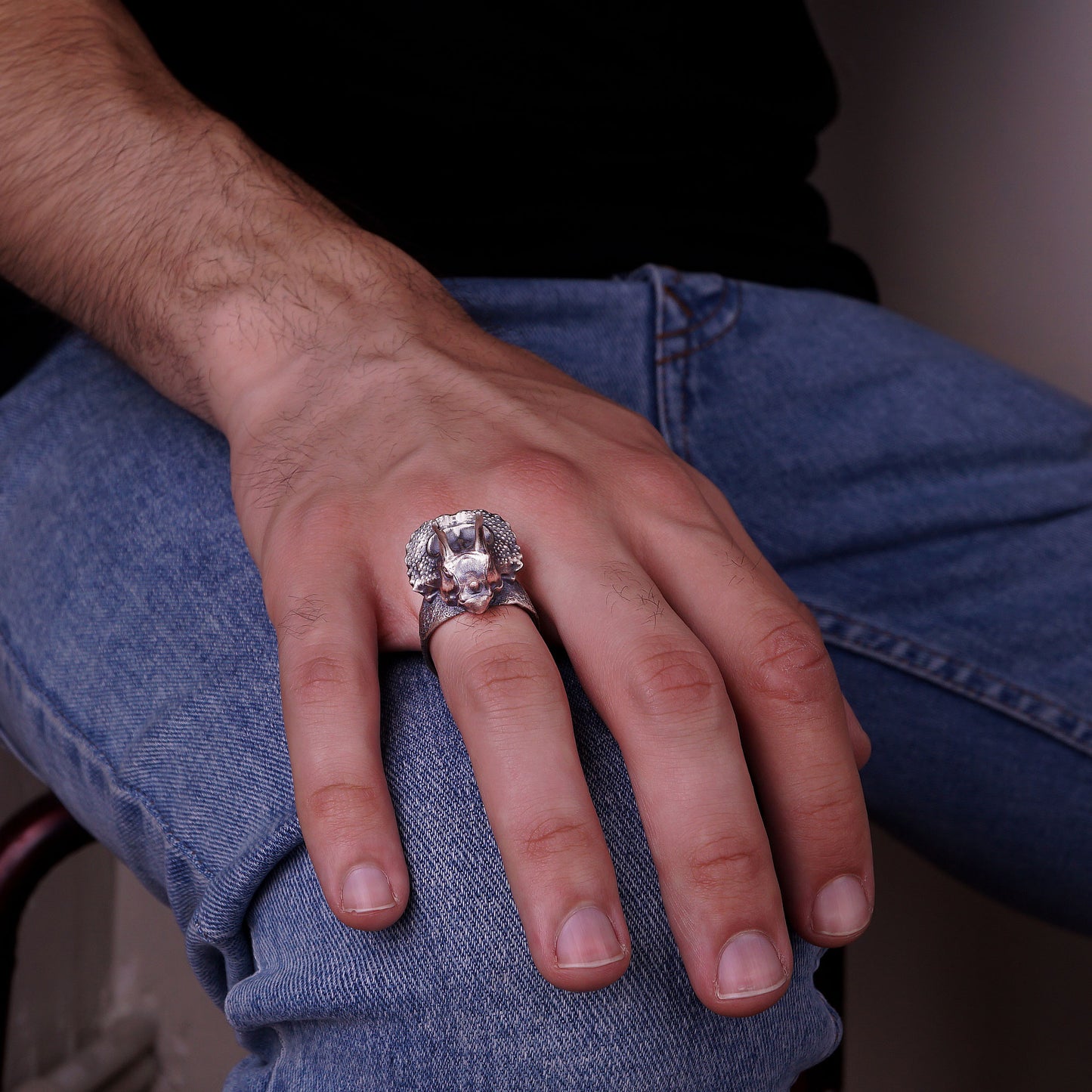 Triceratops Dinosaur Sterling Silver Ring