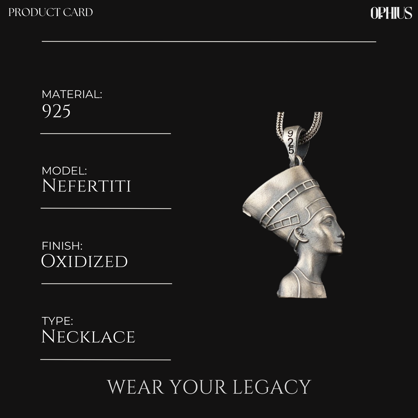 Egyptian Queen Nefertiti Silver Necklace