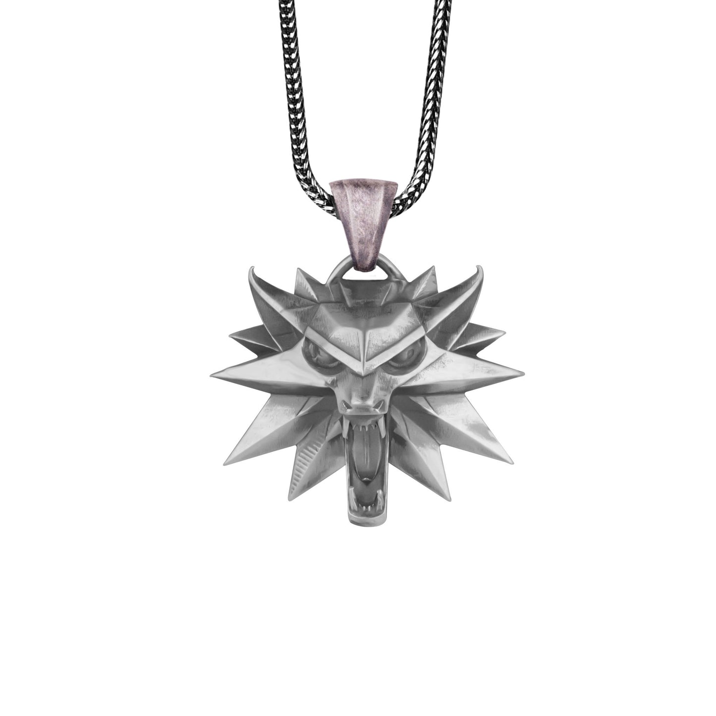 Silver Wolf School Medallion Necklace