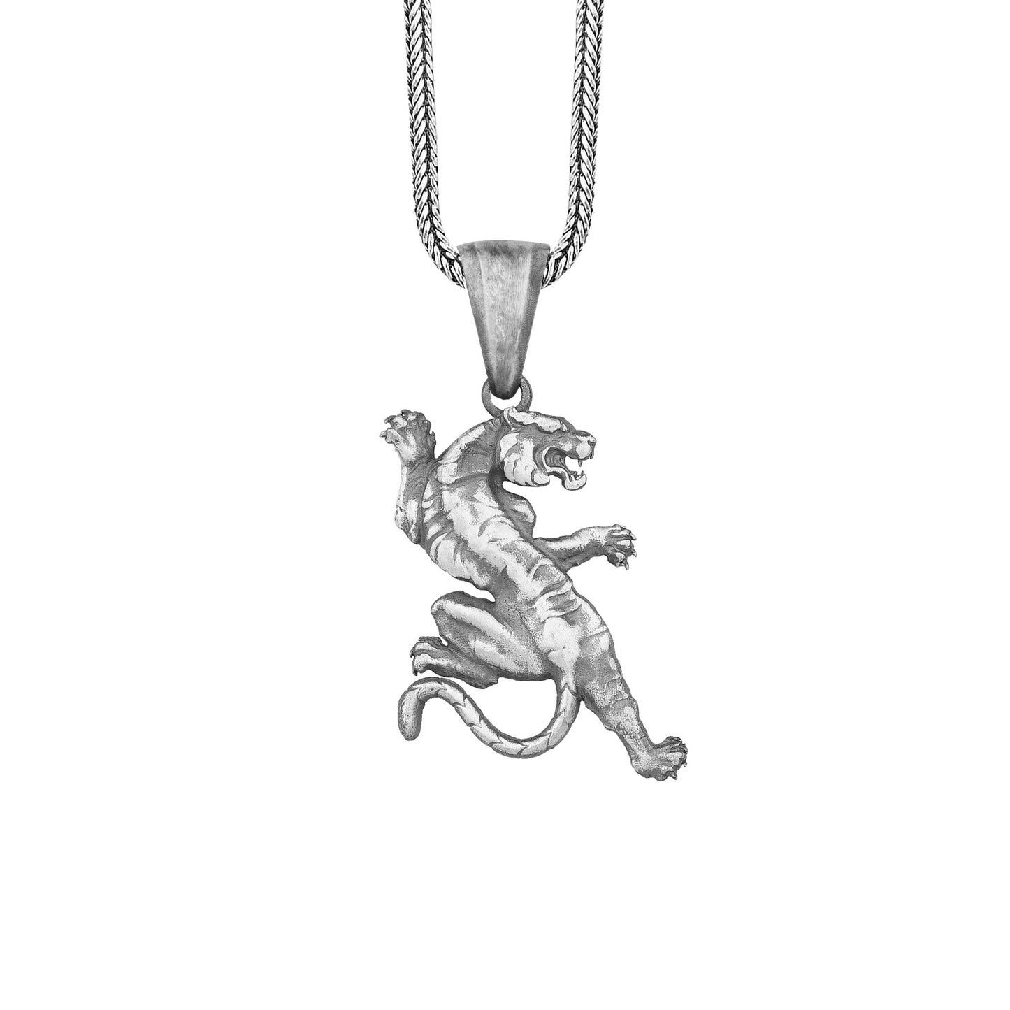 Handmade Silver White Tiger Necklace