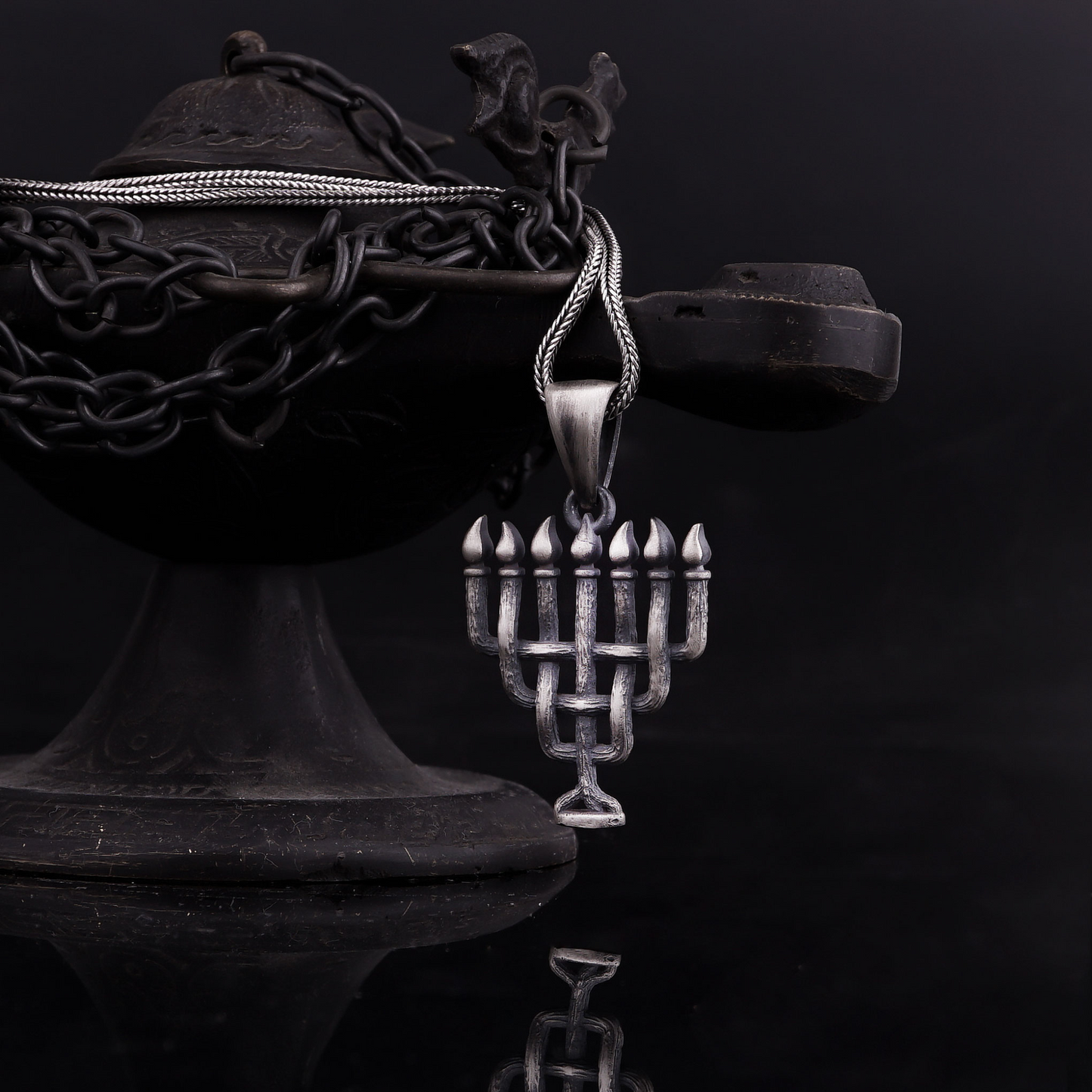 Jewish Seven Branch Menorah Necklace