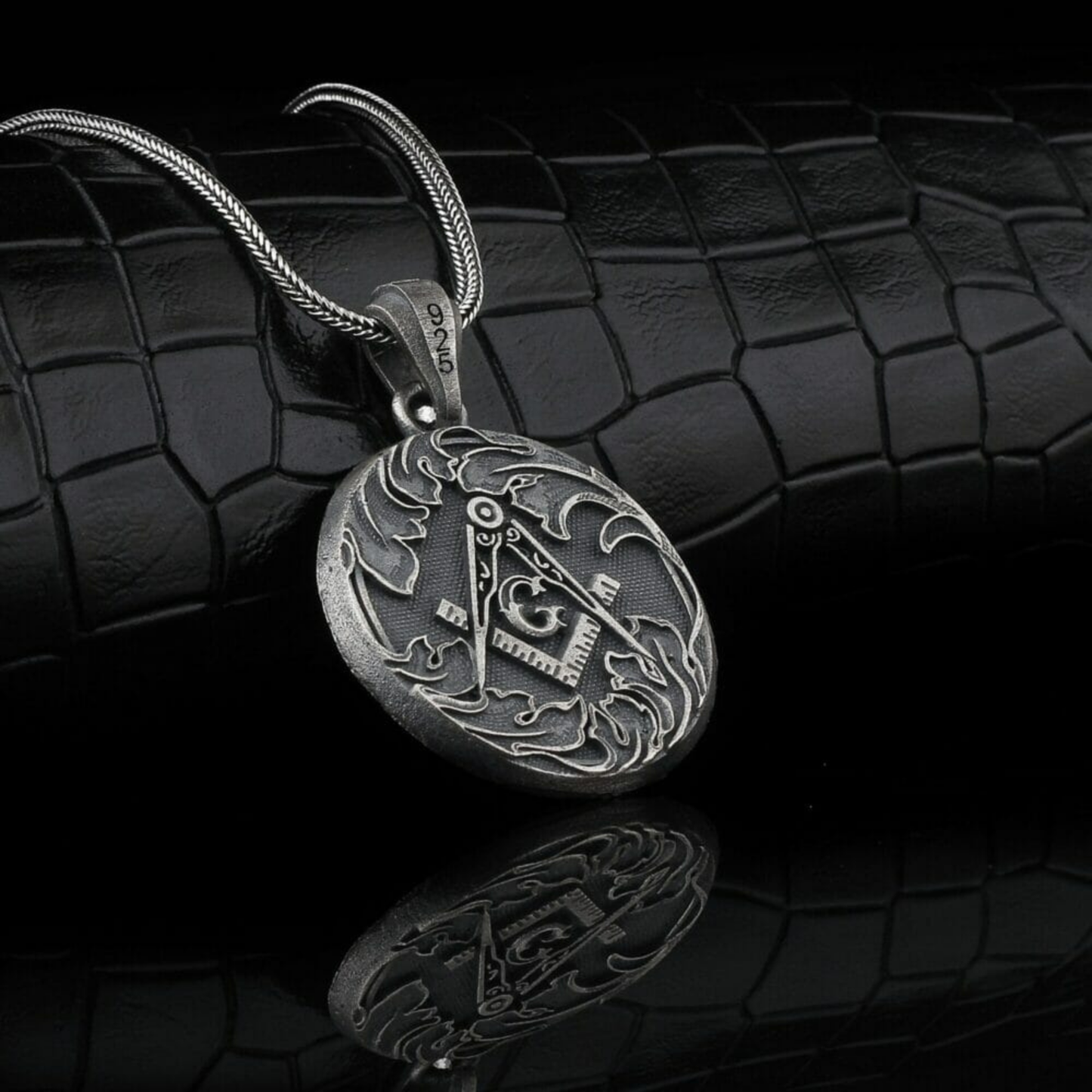 Masonic Square and Compass Silver Pendant