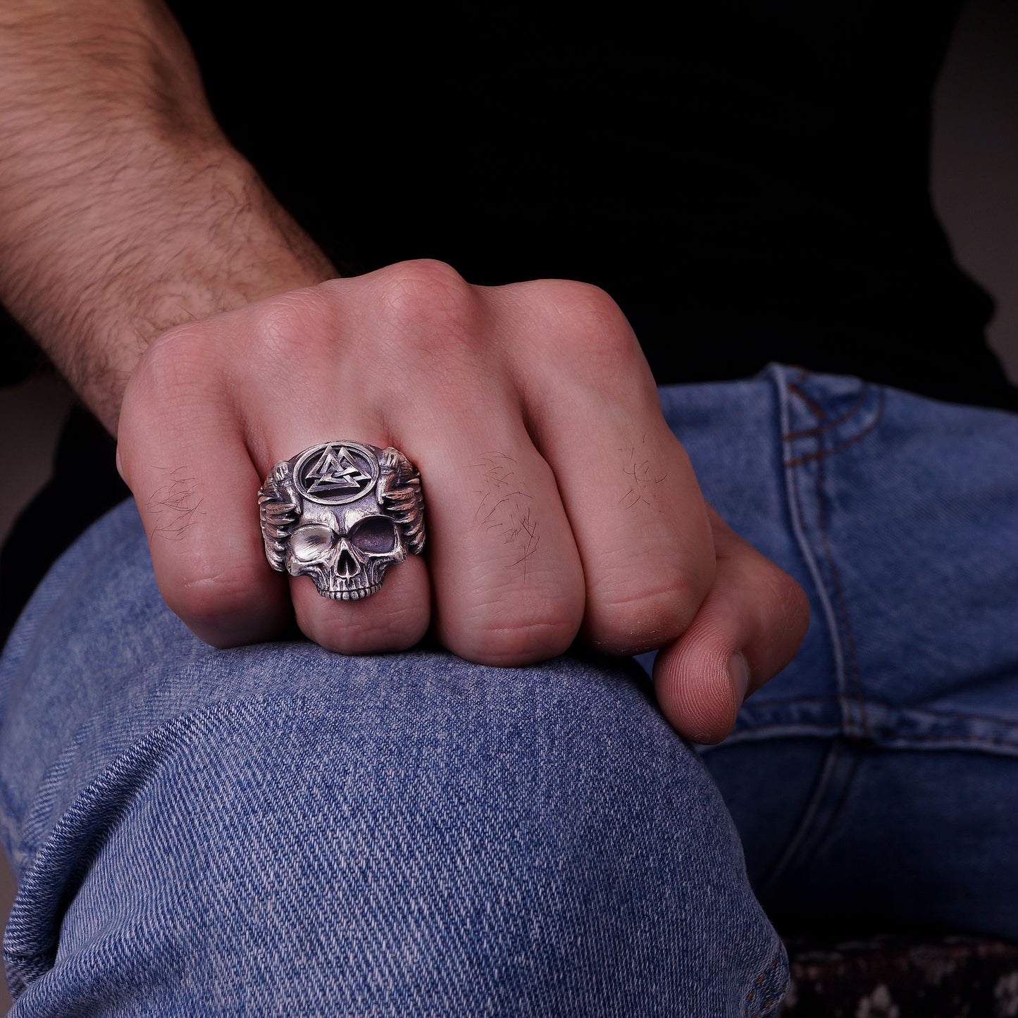 Silver Valknut Signet Ring
