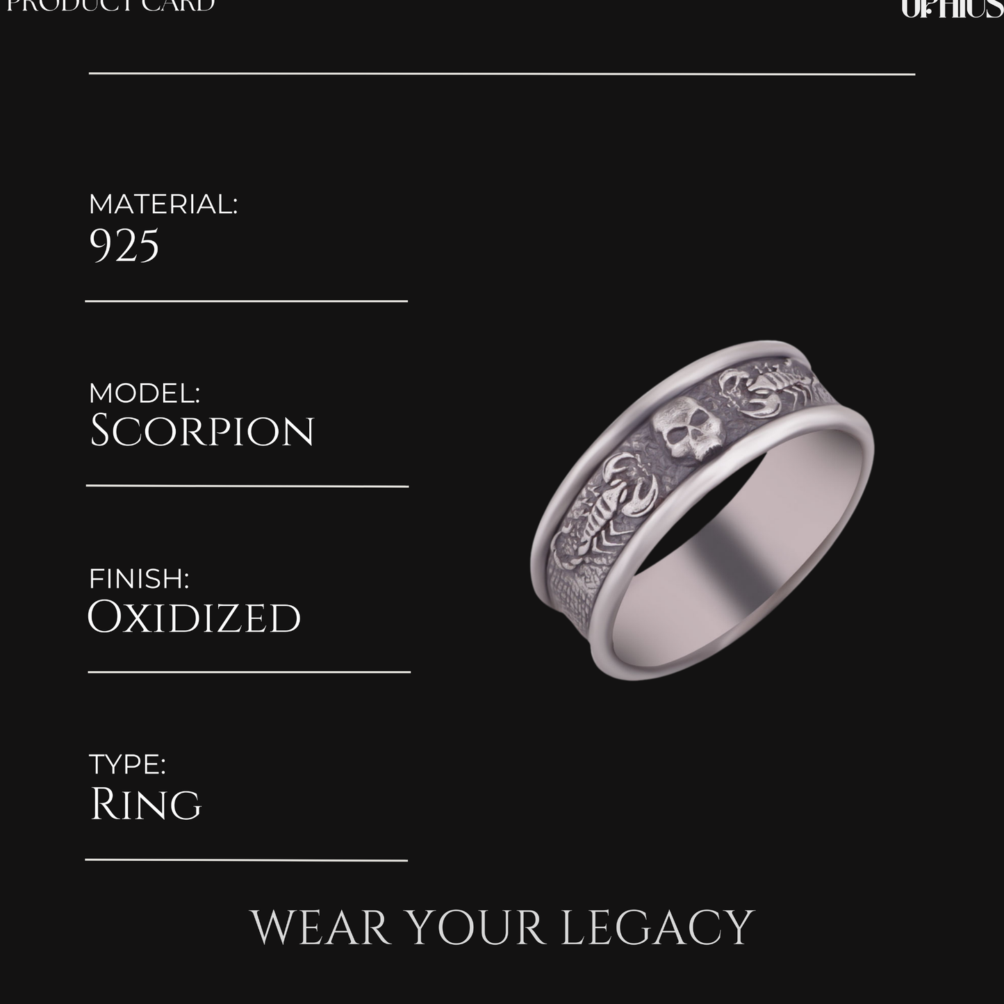 Minimalist Scorpion Signet Silver Ring