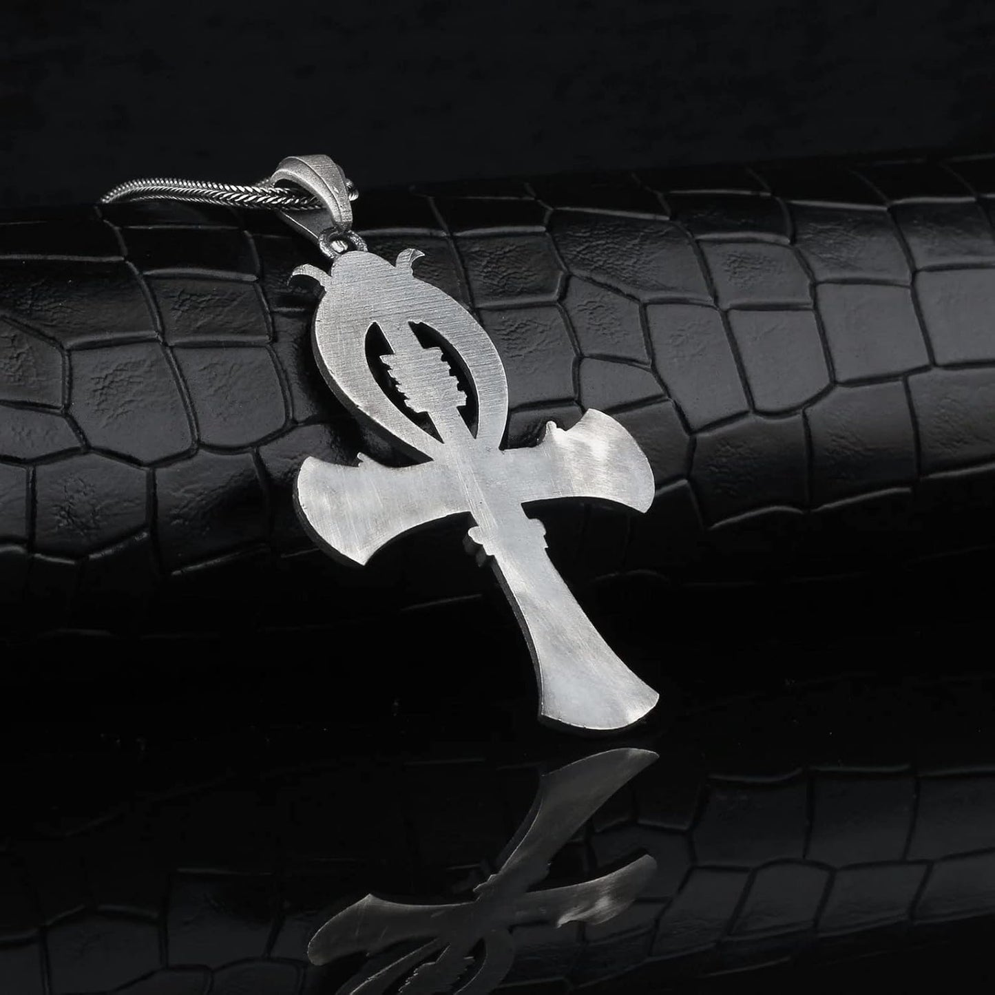 Silver Script Ankh Pendant