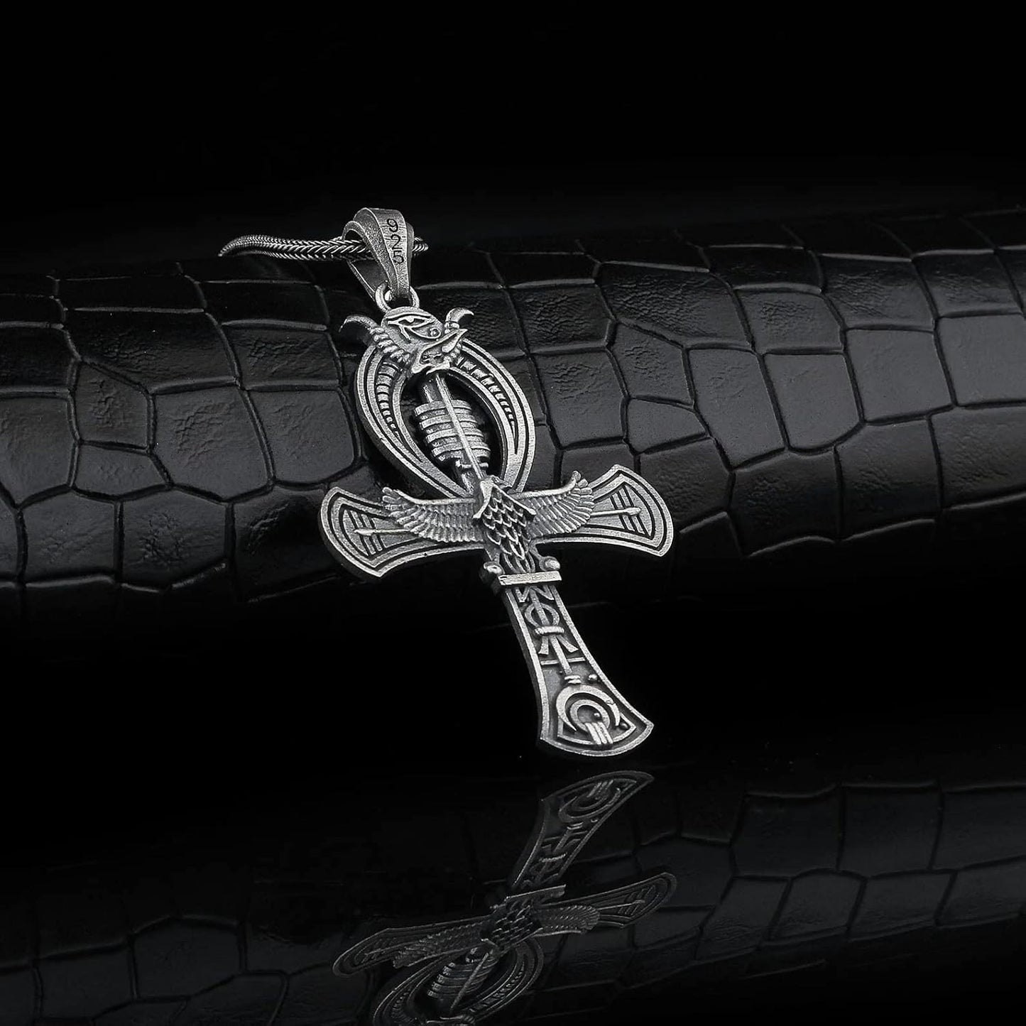 Silver Script Ankh Pendant