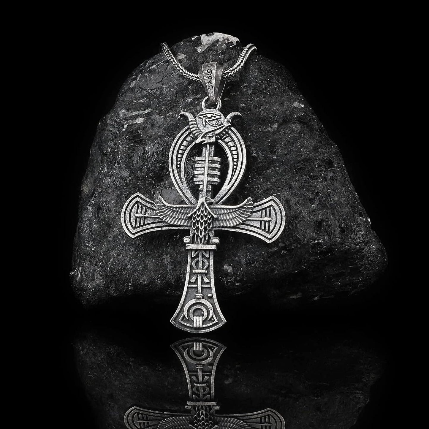 Silver Script Ankh Pendant