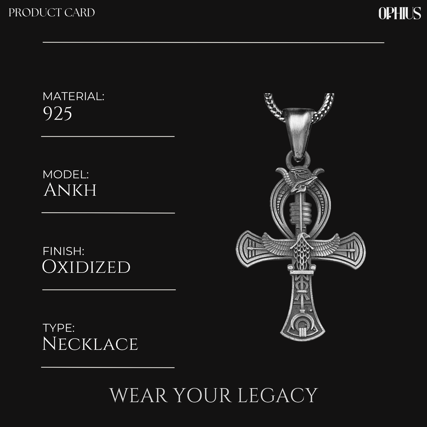 Silver Script Ankh Pendant