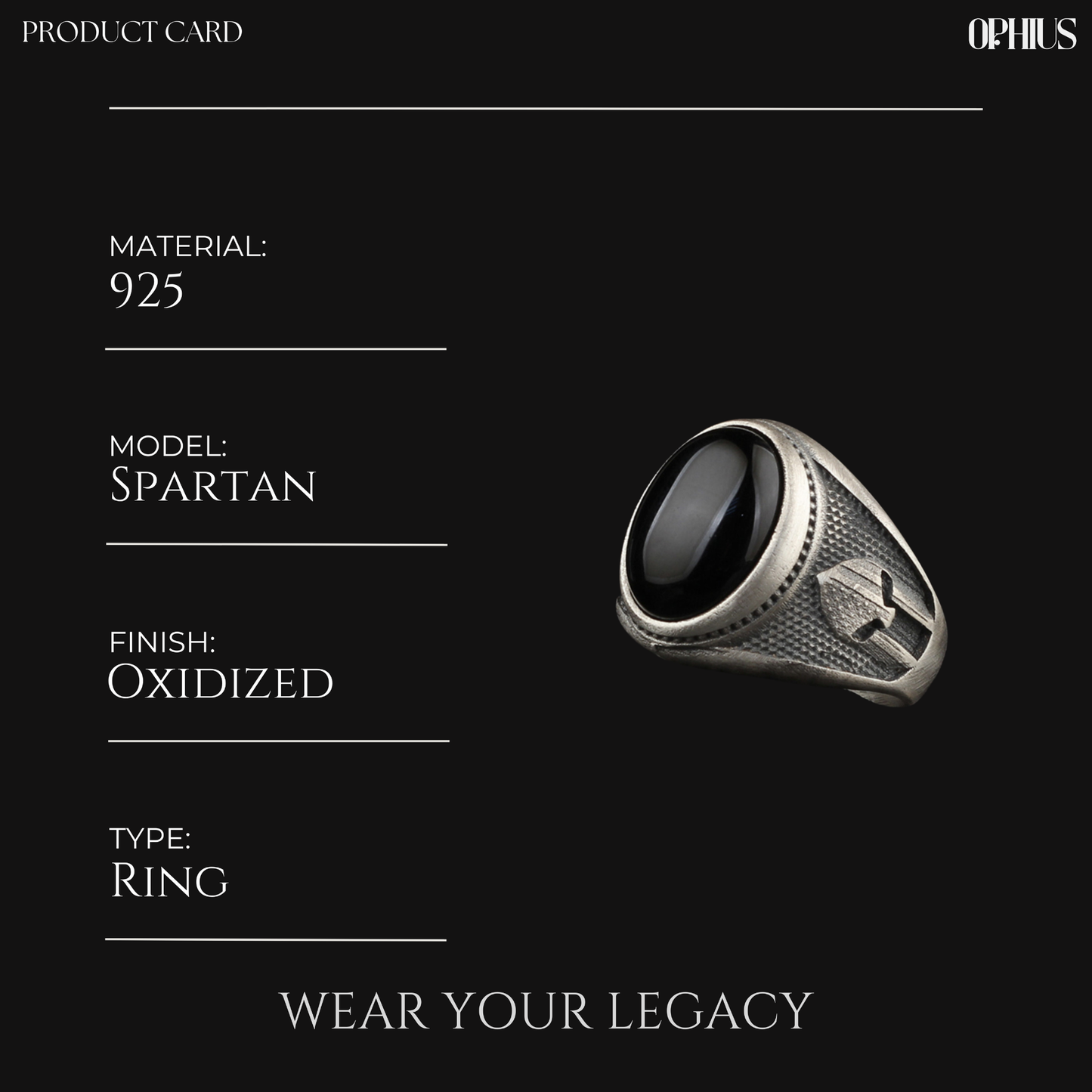 Spartan Helmet Gladiator with Black Onyx Ring