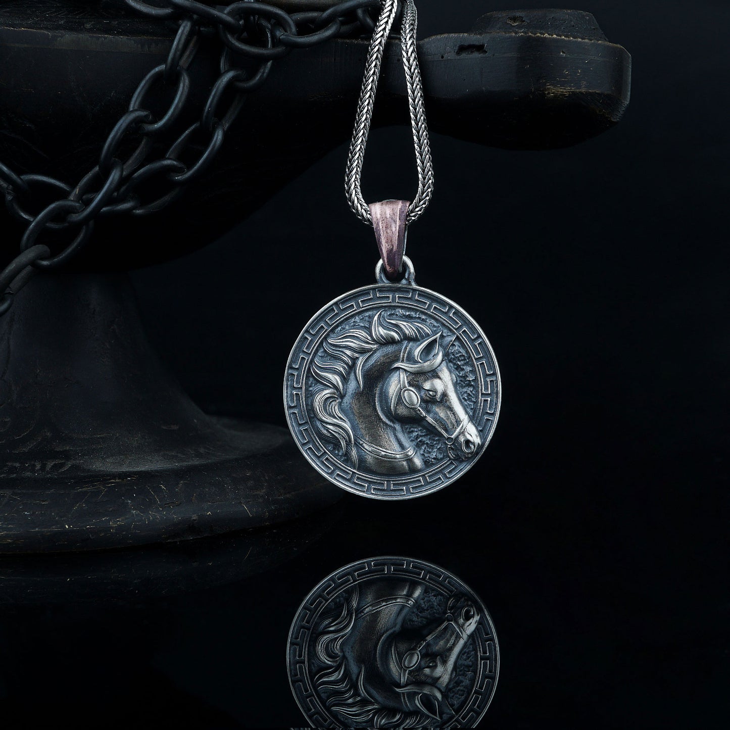 Silver Horse Medallion Necklace