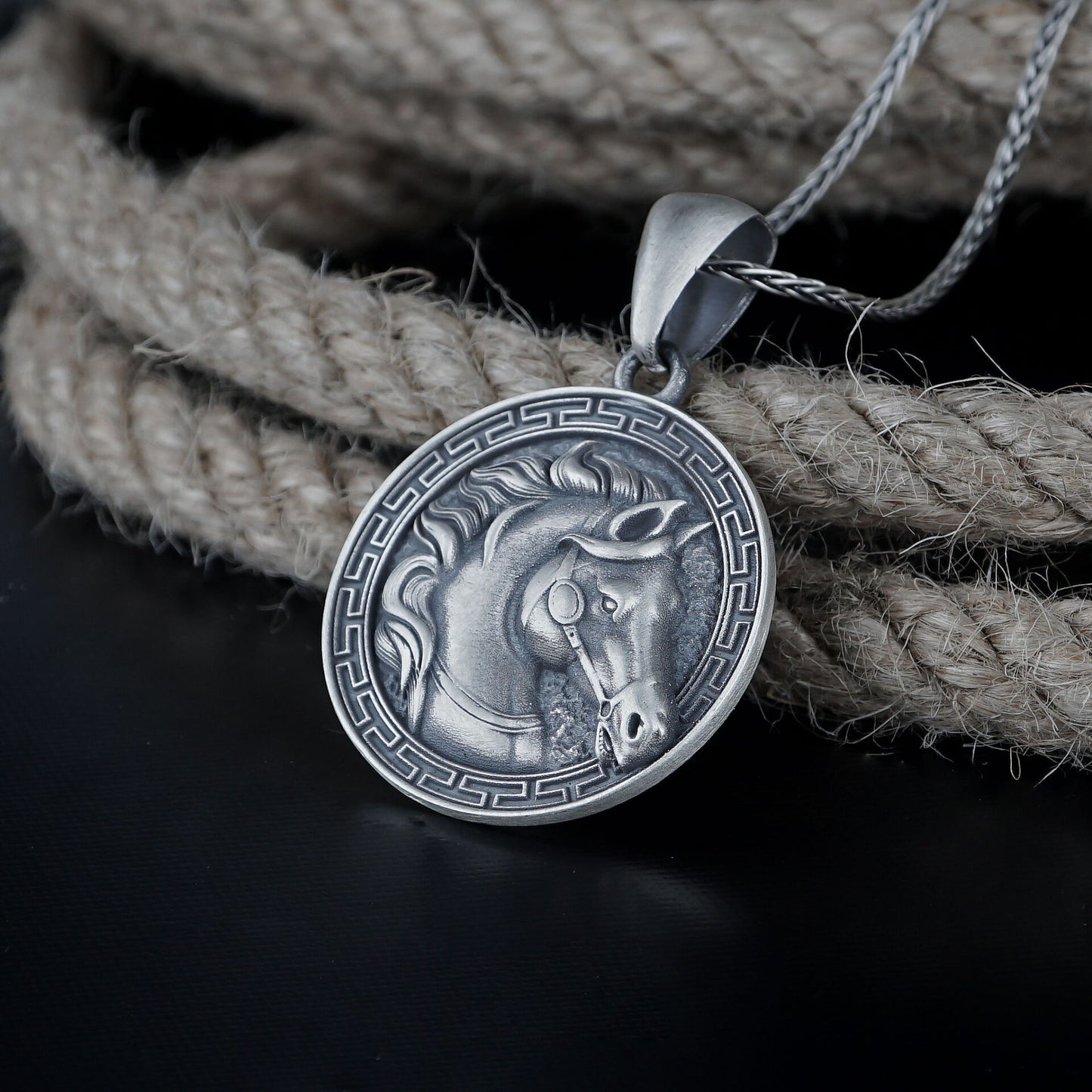 Silver Horse Medallion Necklace