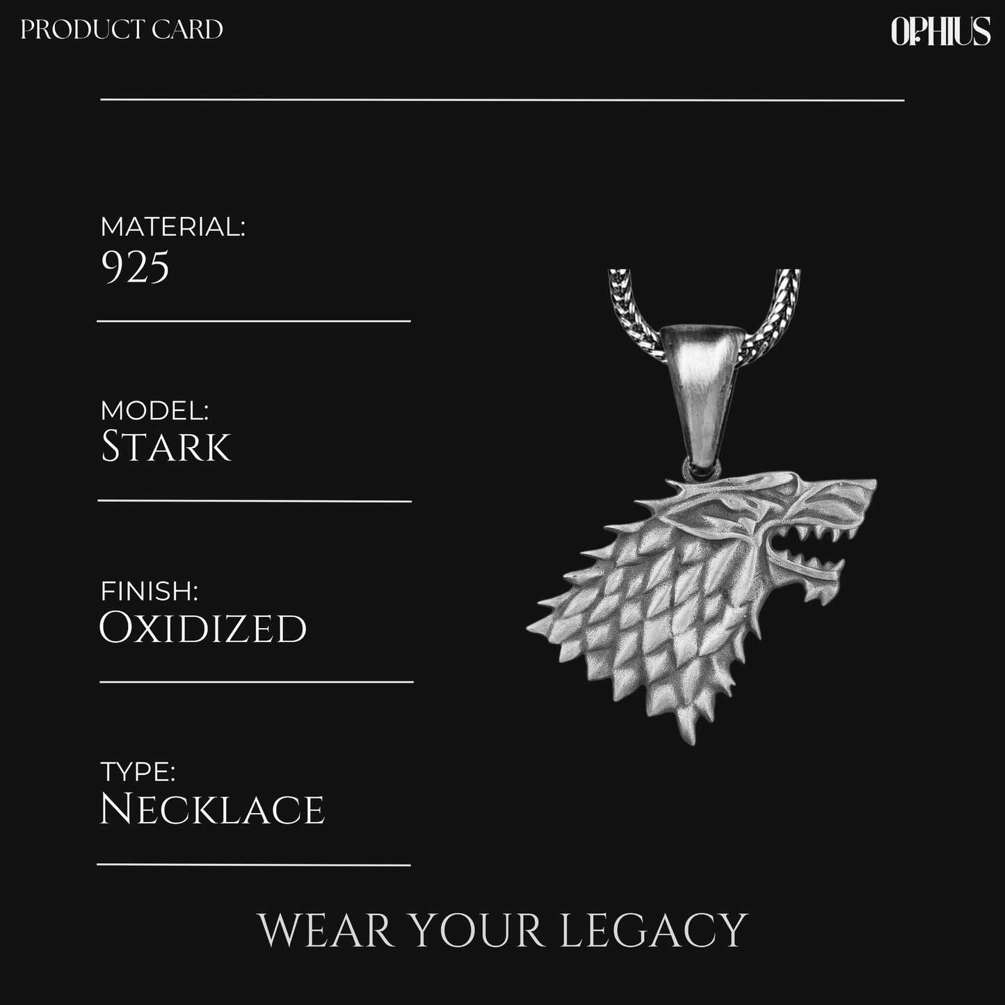 House Stark Direwolf Necklace