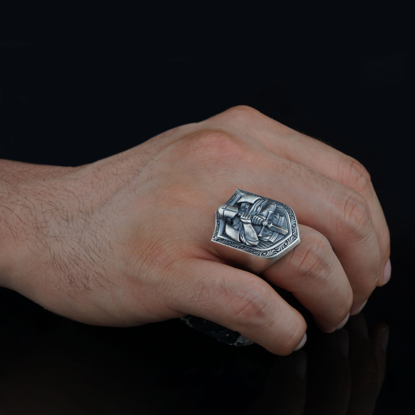 Silver Knight Templar Cross Ring