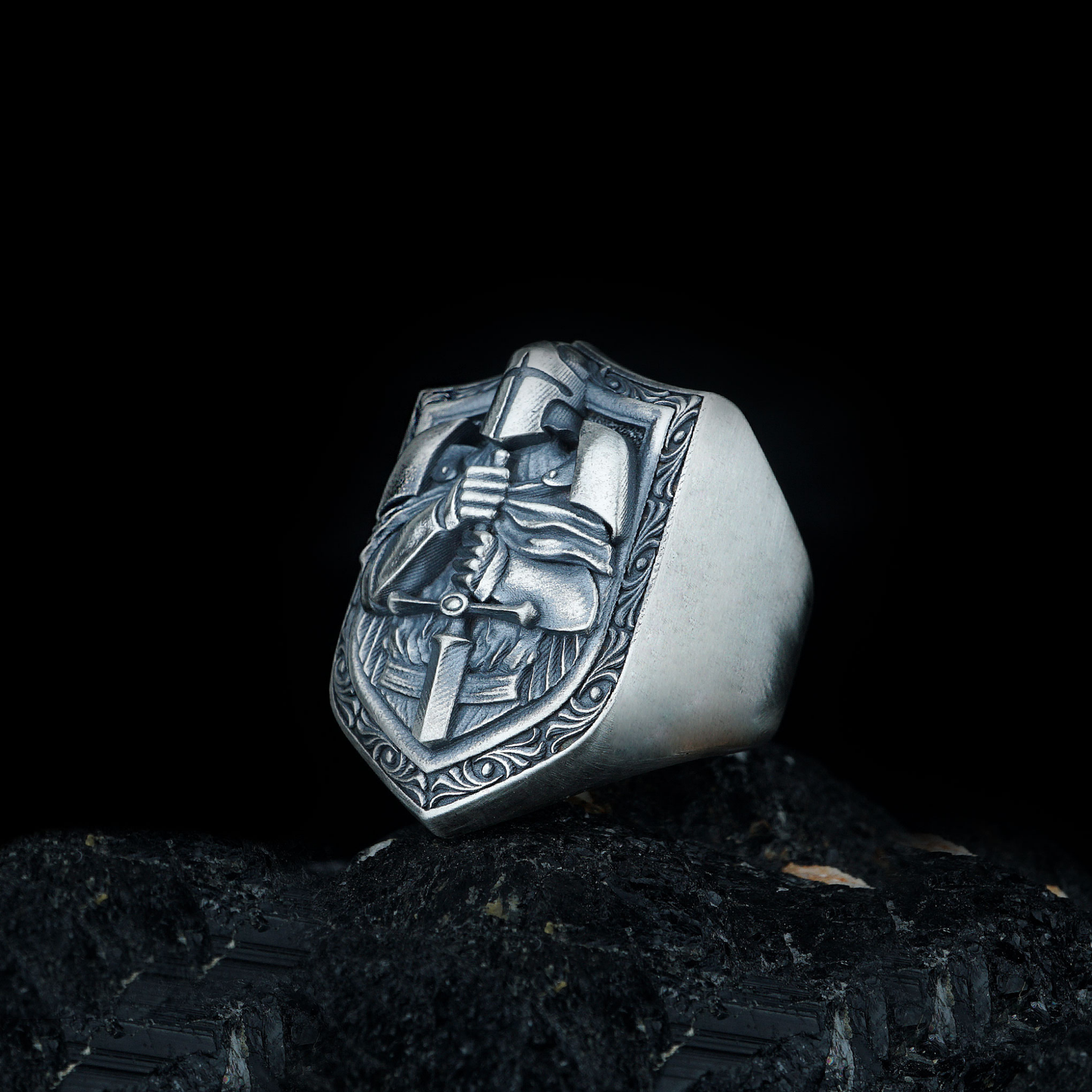 Silver Knight Templar Cross Ring