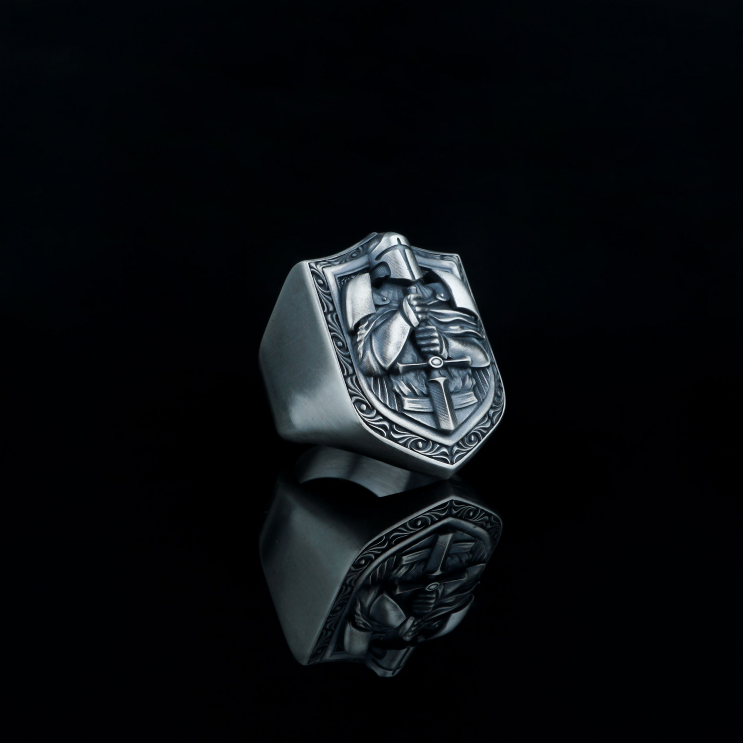 Silver Knight Templar Cross Ring