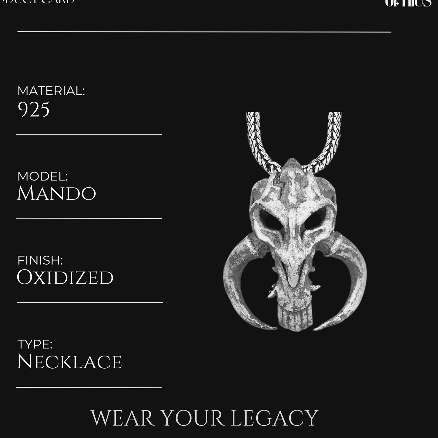 Mandalorian Mythosaur Skull Pendant Necklace