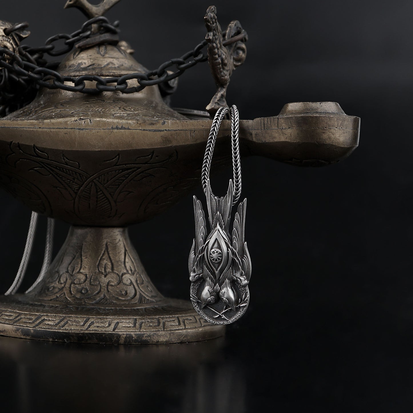 Silver Phoenix Bird Necklace