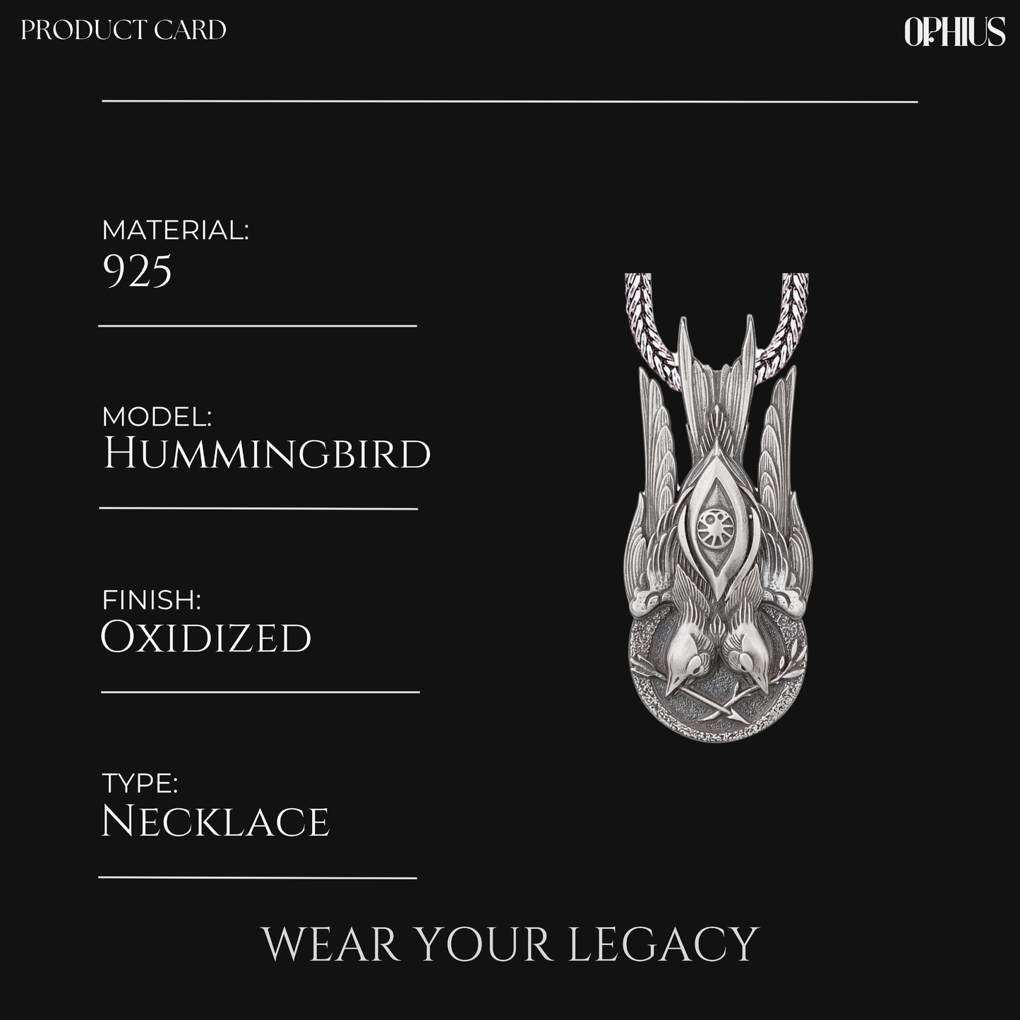 Silver Phoenix Bird Necklace