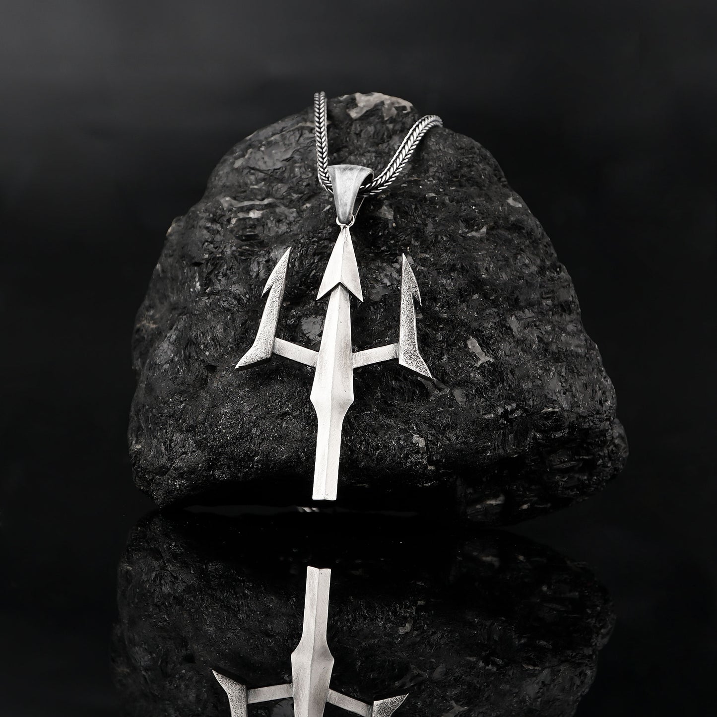 Silver Poseidon Trident Necklace