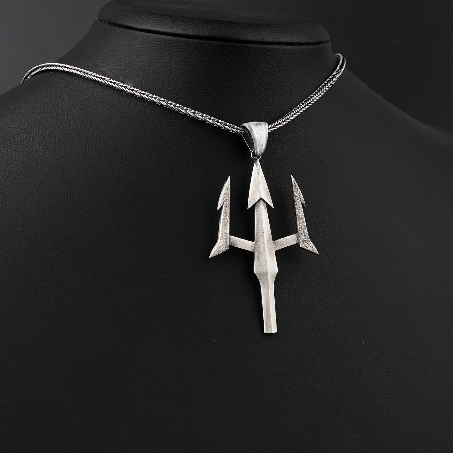 Silver Poseidon Trident Necklace