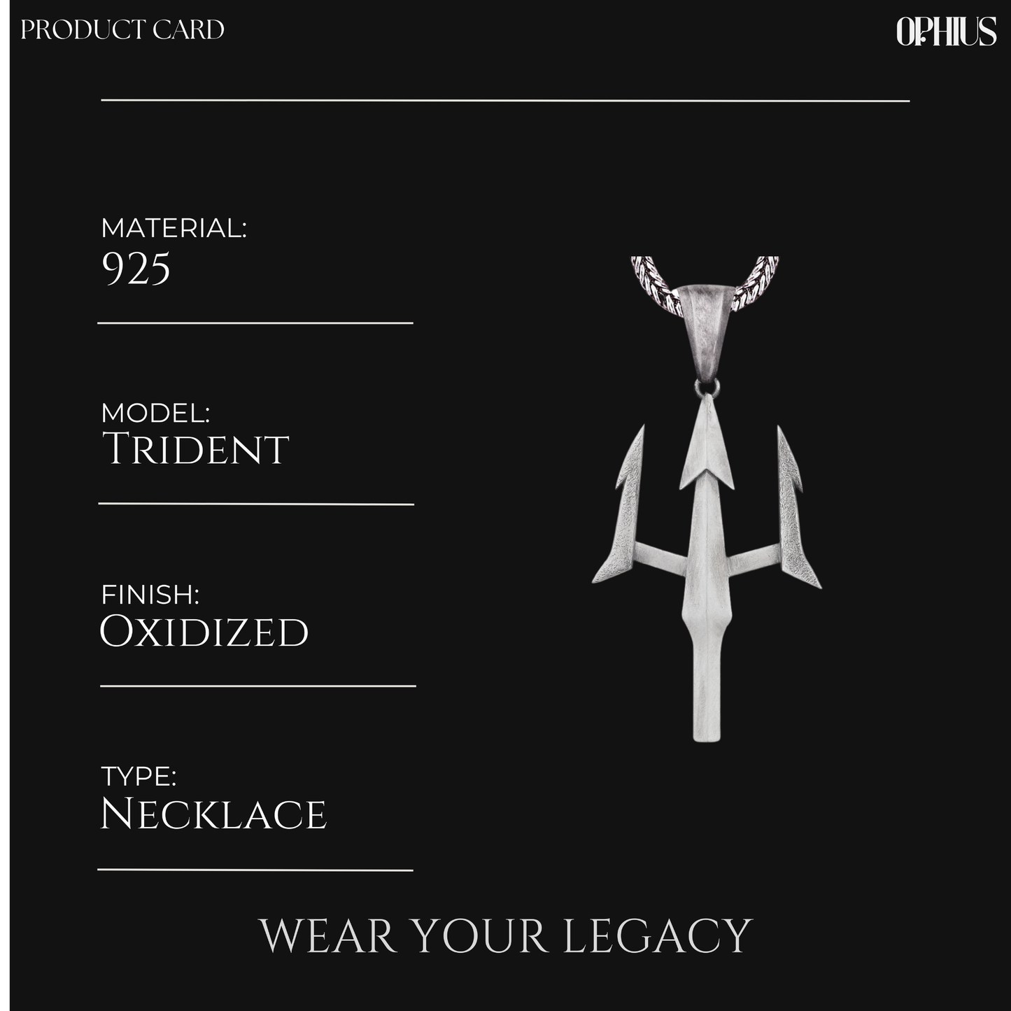 Silver Poseidon Trident Necklace