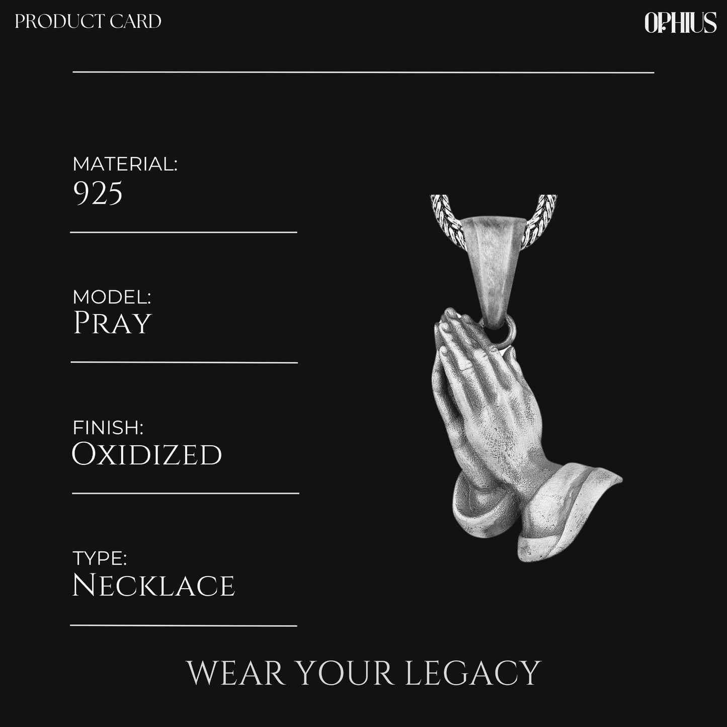 Silver Prayer Hand Necklace