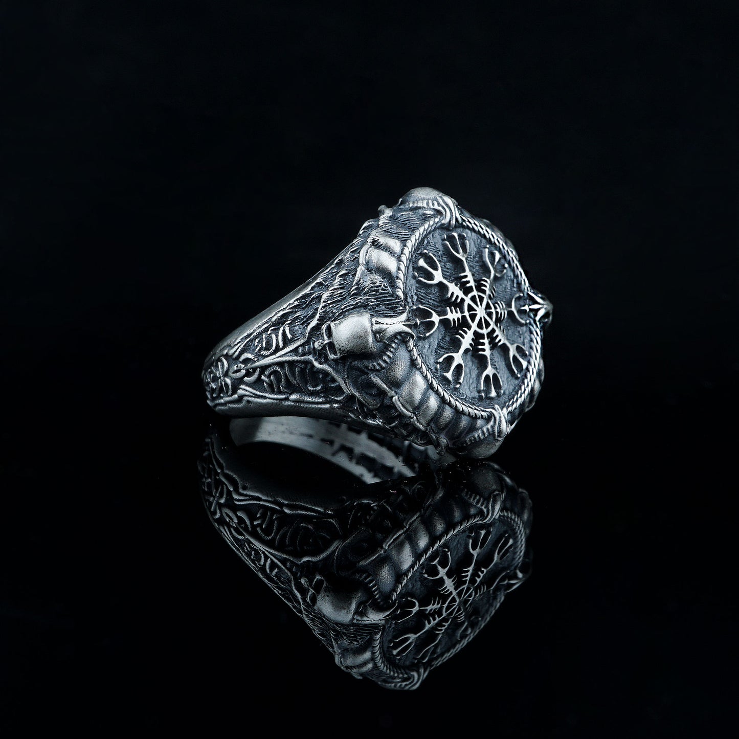 Silver Viking Compass Vegvisir Ring