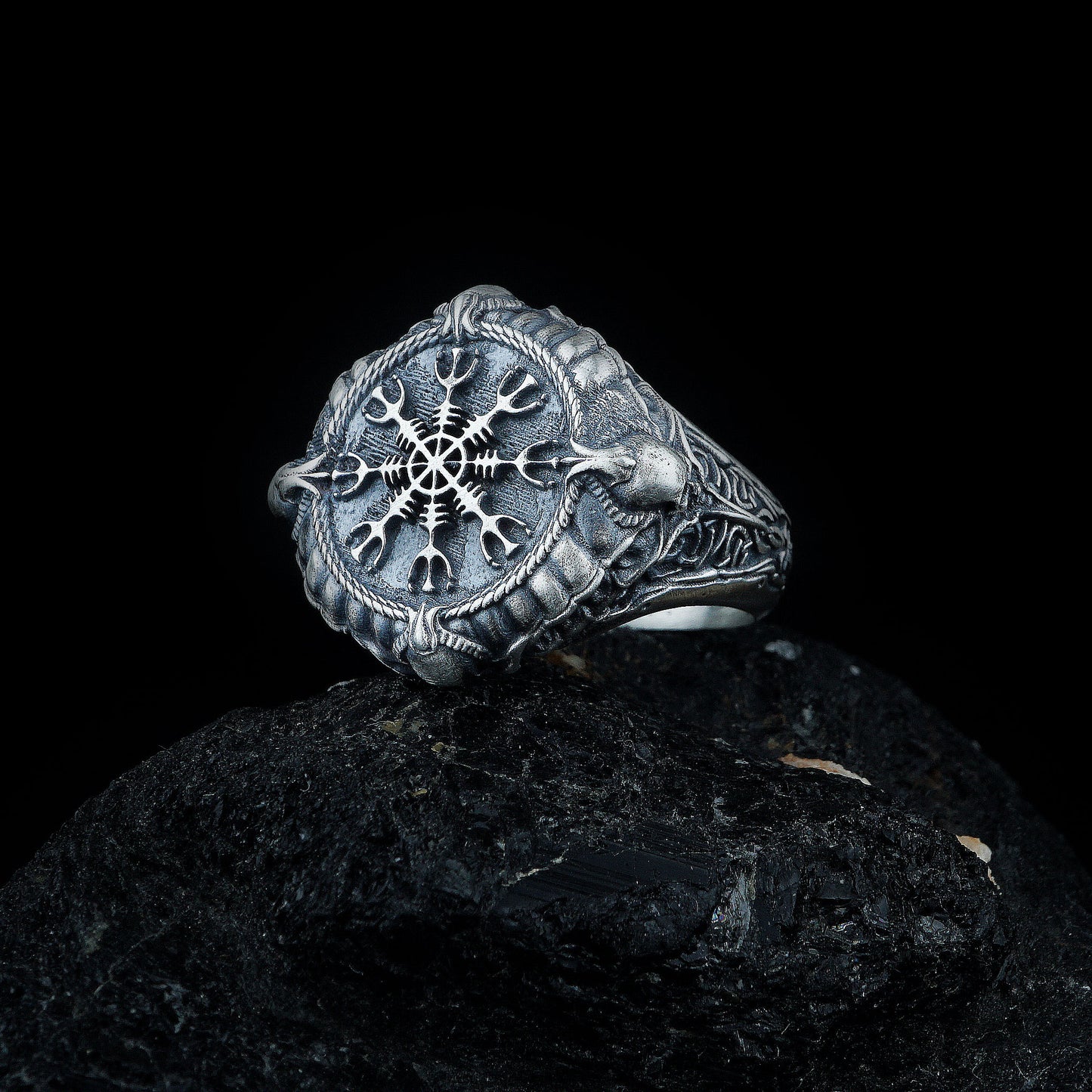 Silver Viking Compass Vegvisir Ring