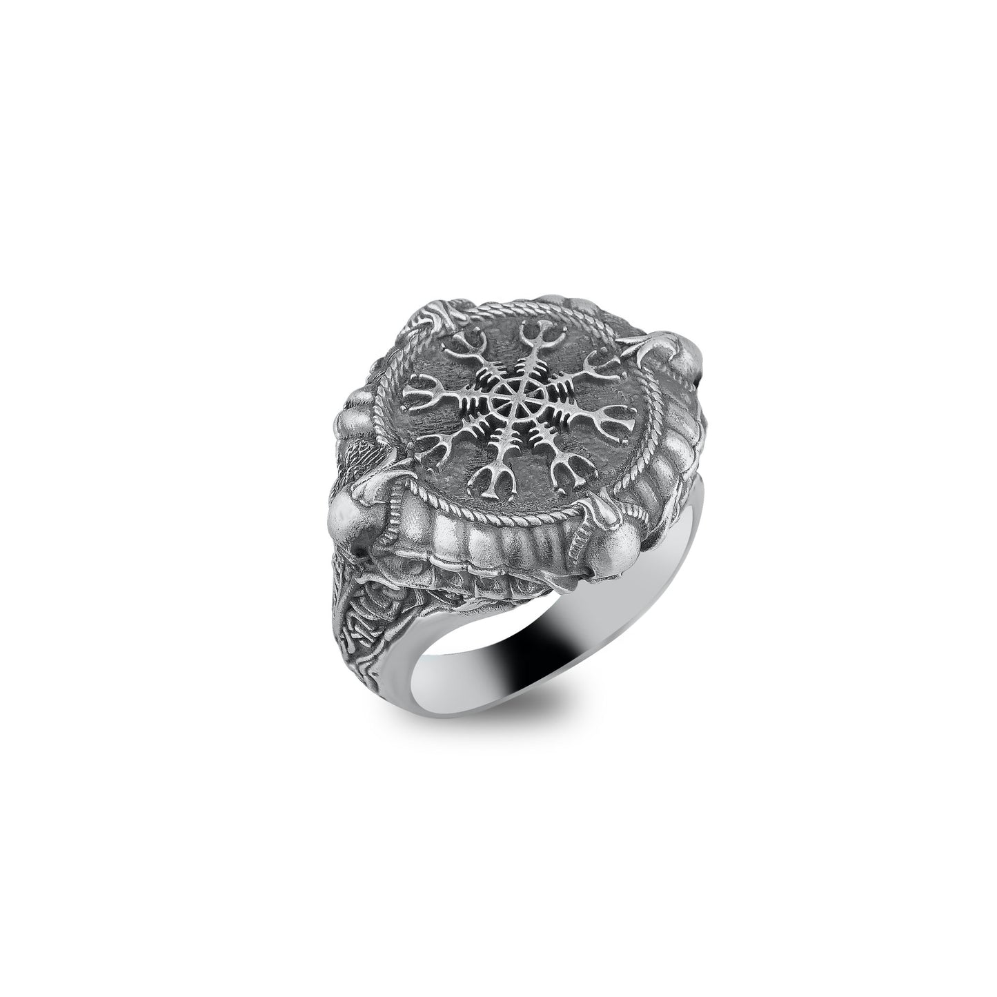 Silver Viking Compass Vegvisir Ring