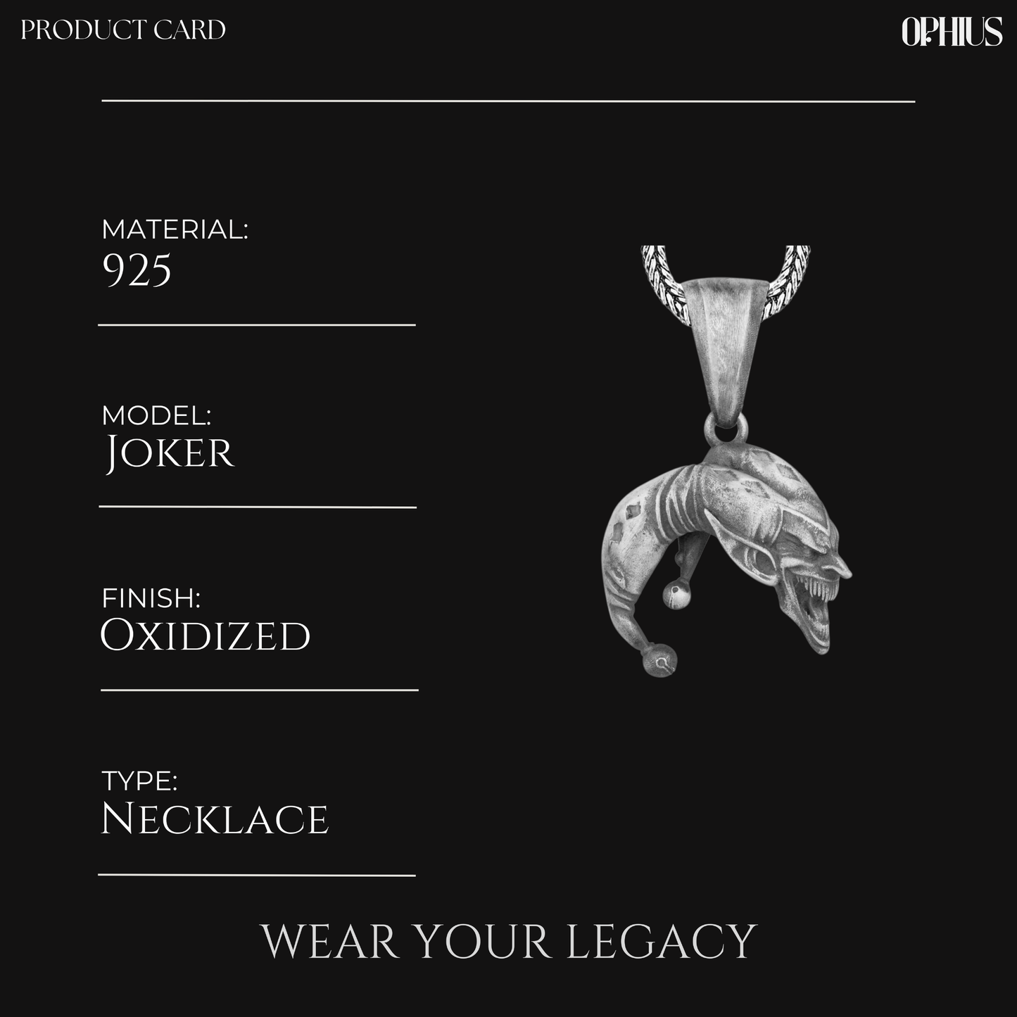 The Joker Necklace in Sterling Silver