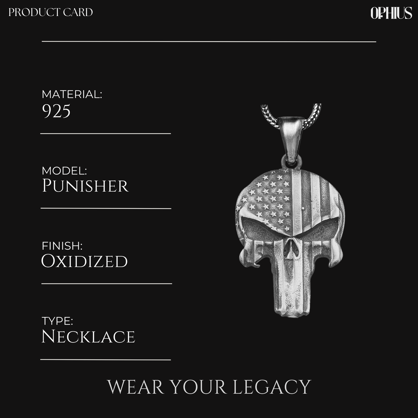 The Punisher Skull Necklace for Men