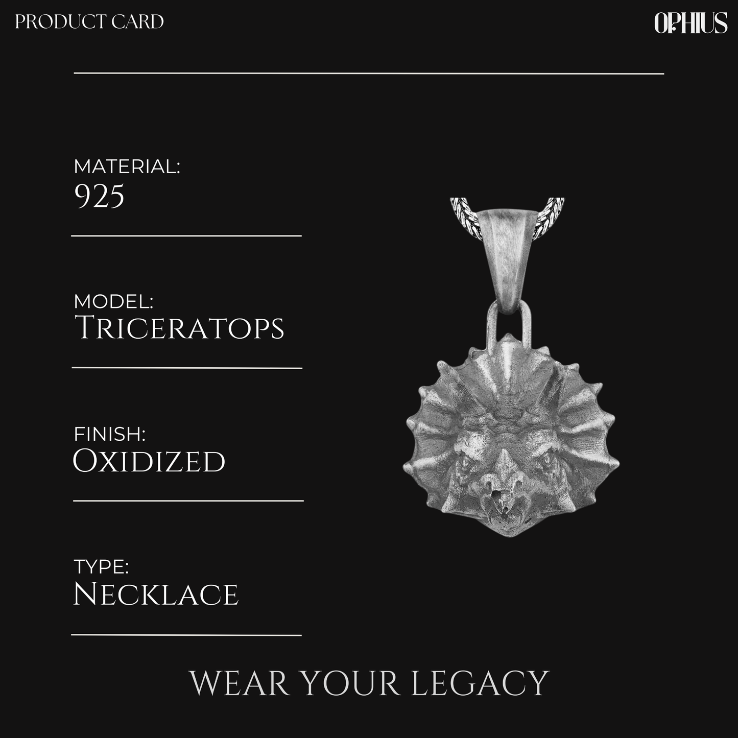 Triceratops Dinosaur Necklace