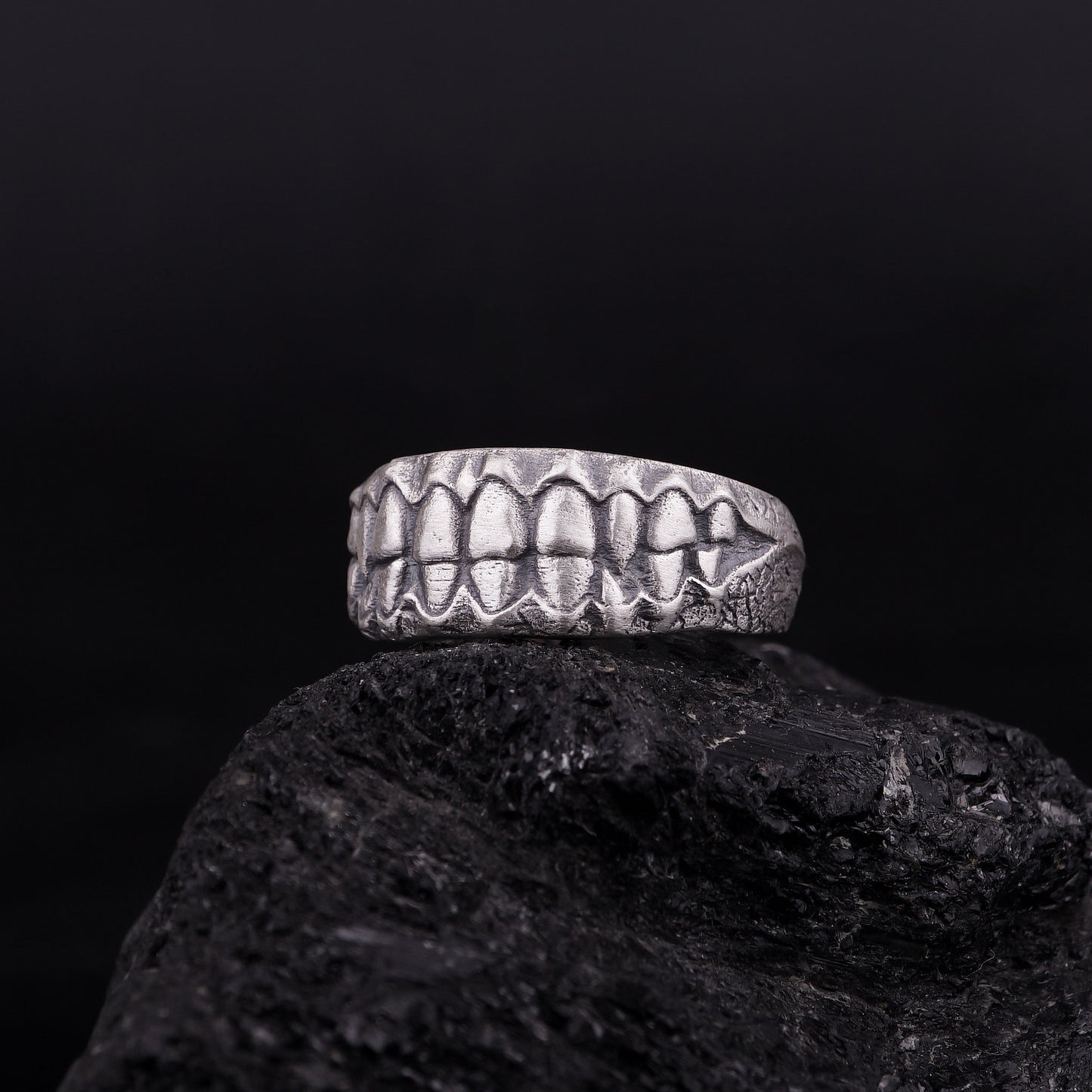Vampire Teeth Silver Ring
