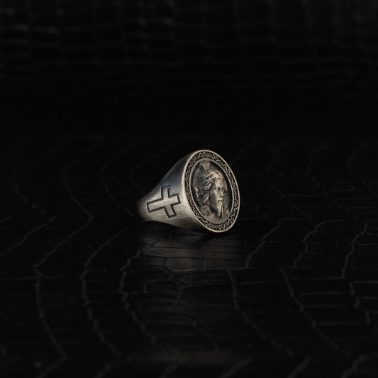 Christian Savior Signet Silver Jesus Ring