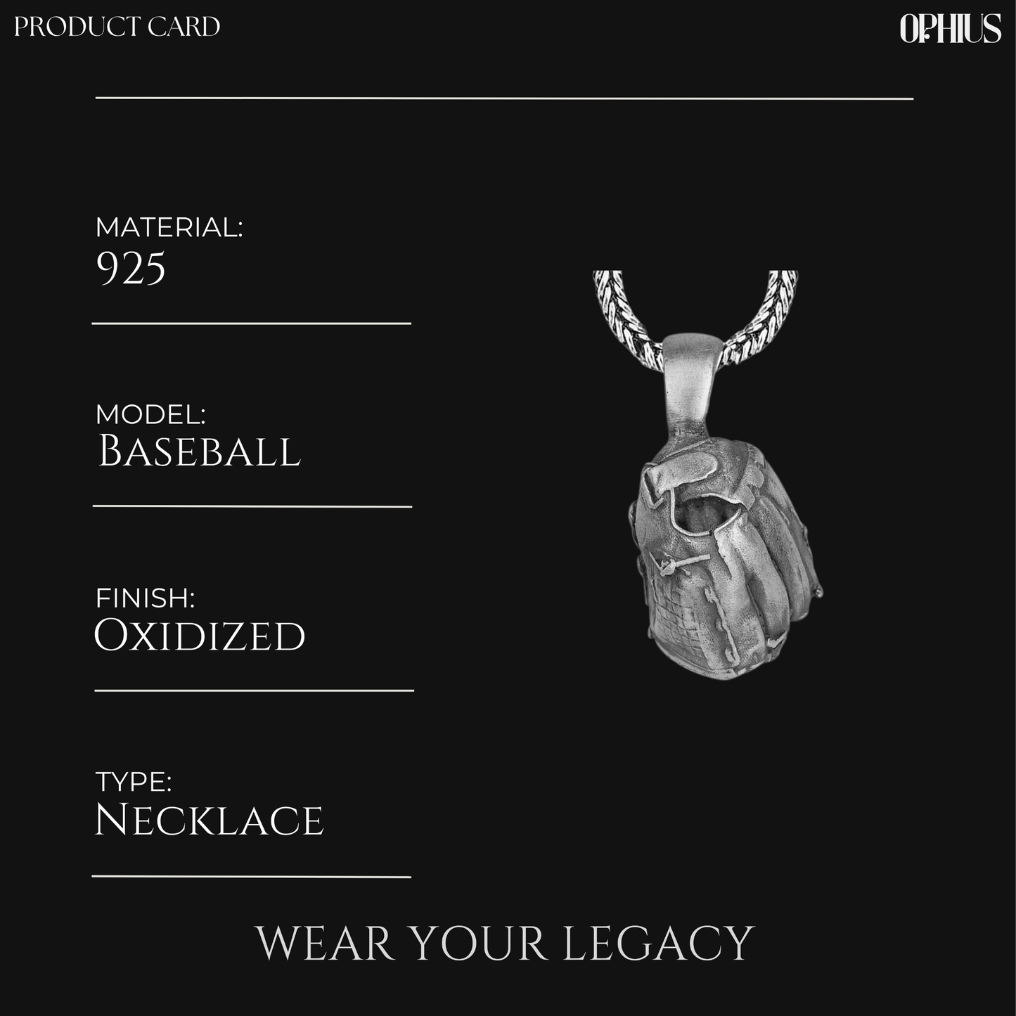 Yankee Baseball Silver Necklace