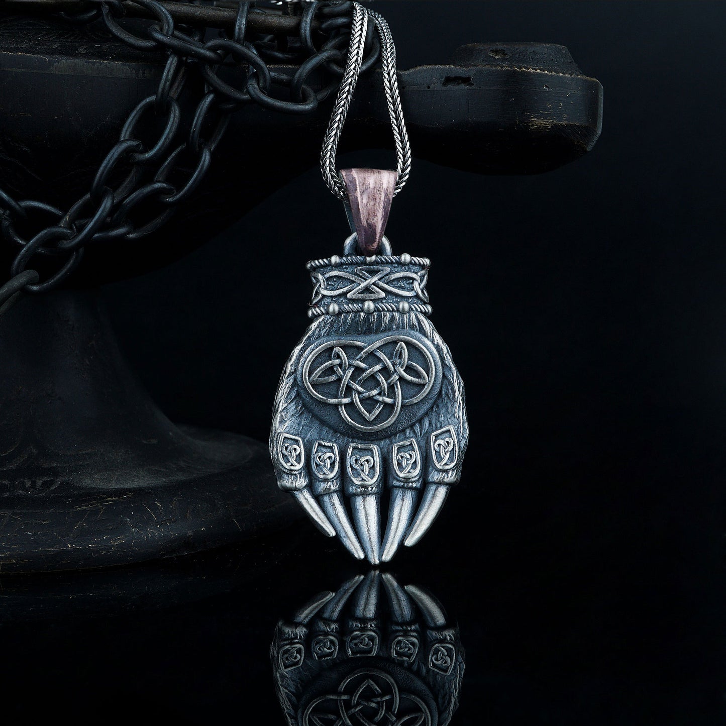 Celtic Warrior Bear Paw Necklace