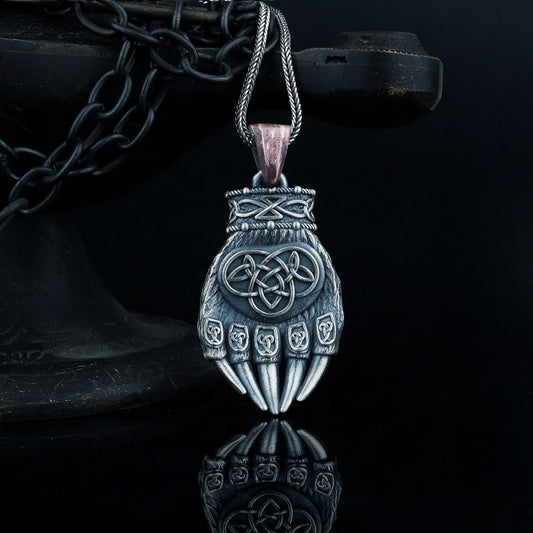 Celtic Warrior Bear Paw Necklace