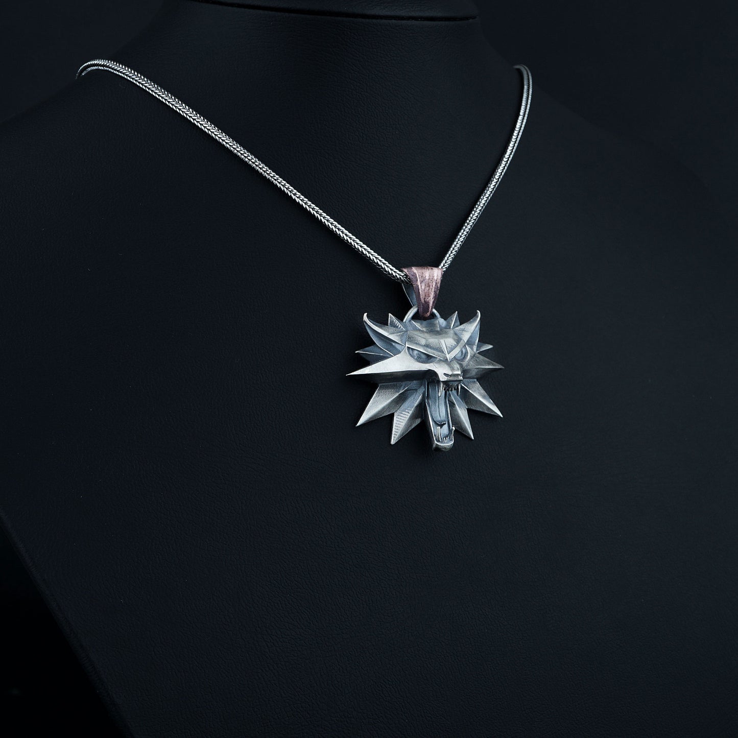 Silver Wolf School Medallion Necklace