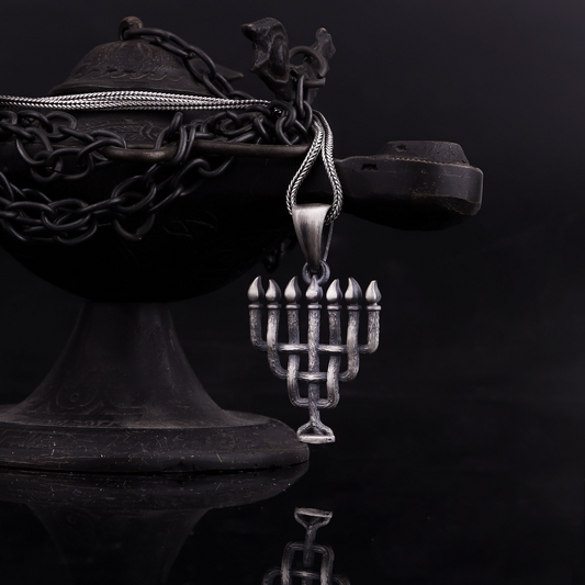 Jewish Seven Branch Menorah Necklace