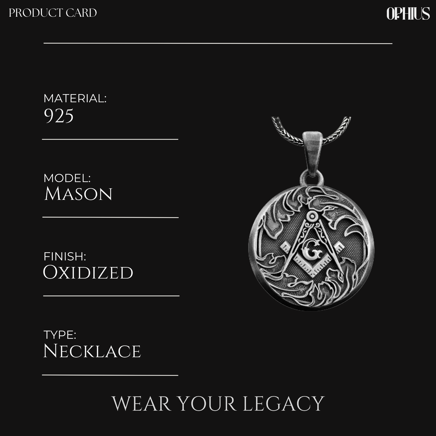 Masonic Square and Compass Silver Pendant