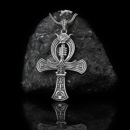 Silver Script Ankh Pendant