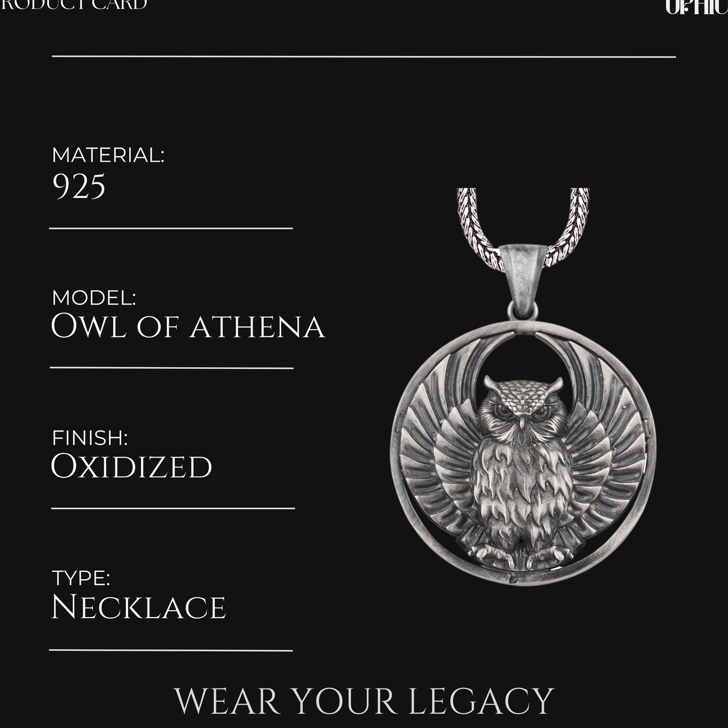 Silver Greek Athena Owl Pendant