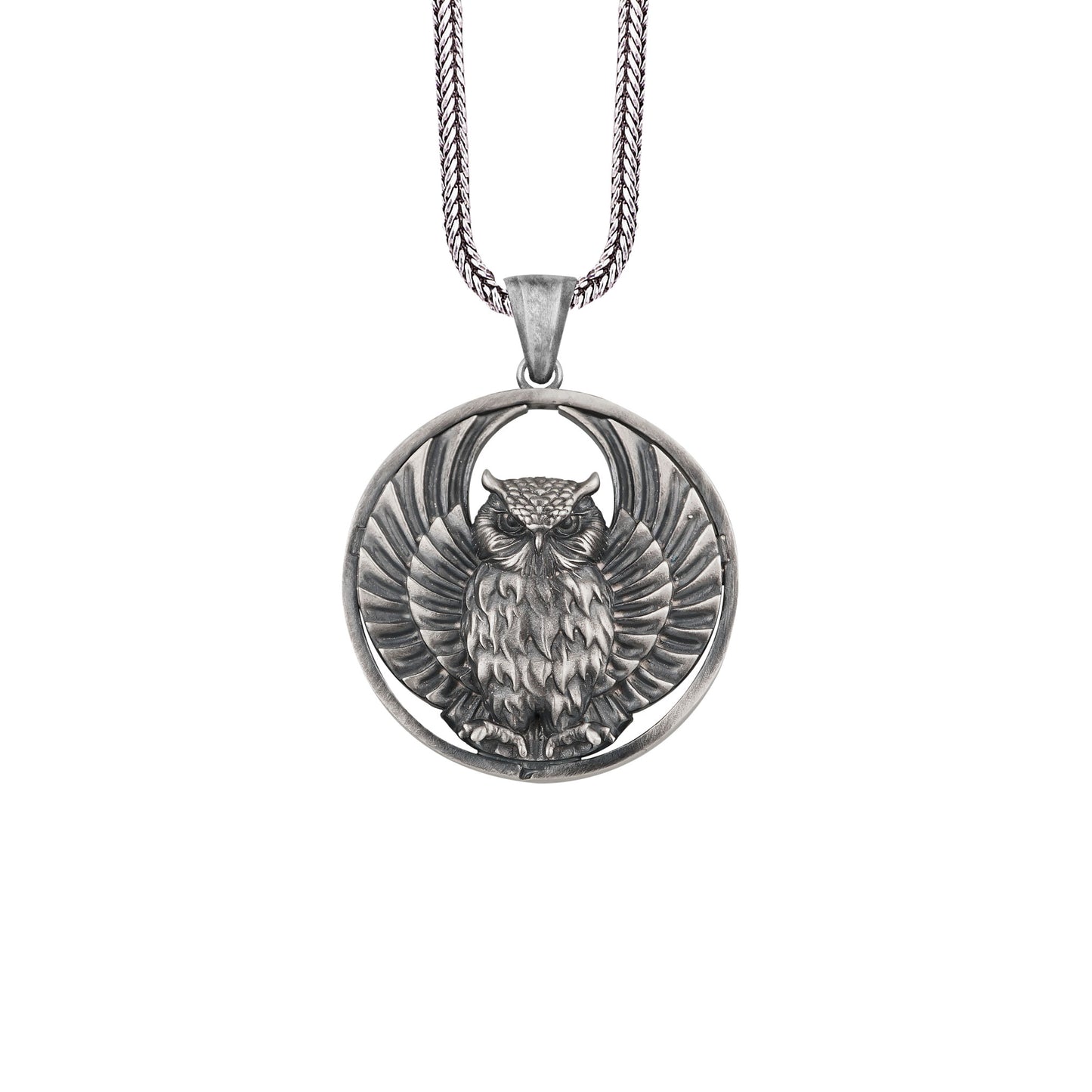 Silver Greek Athena Owl Pendant
