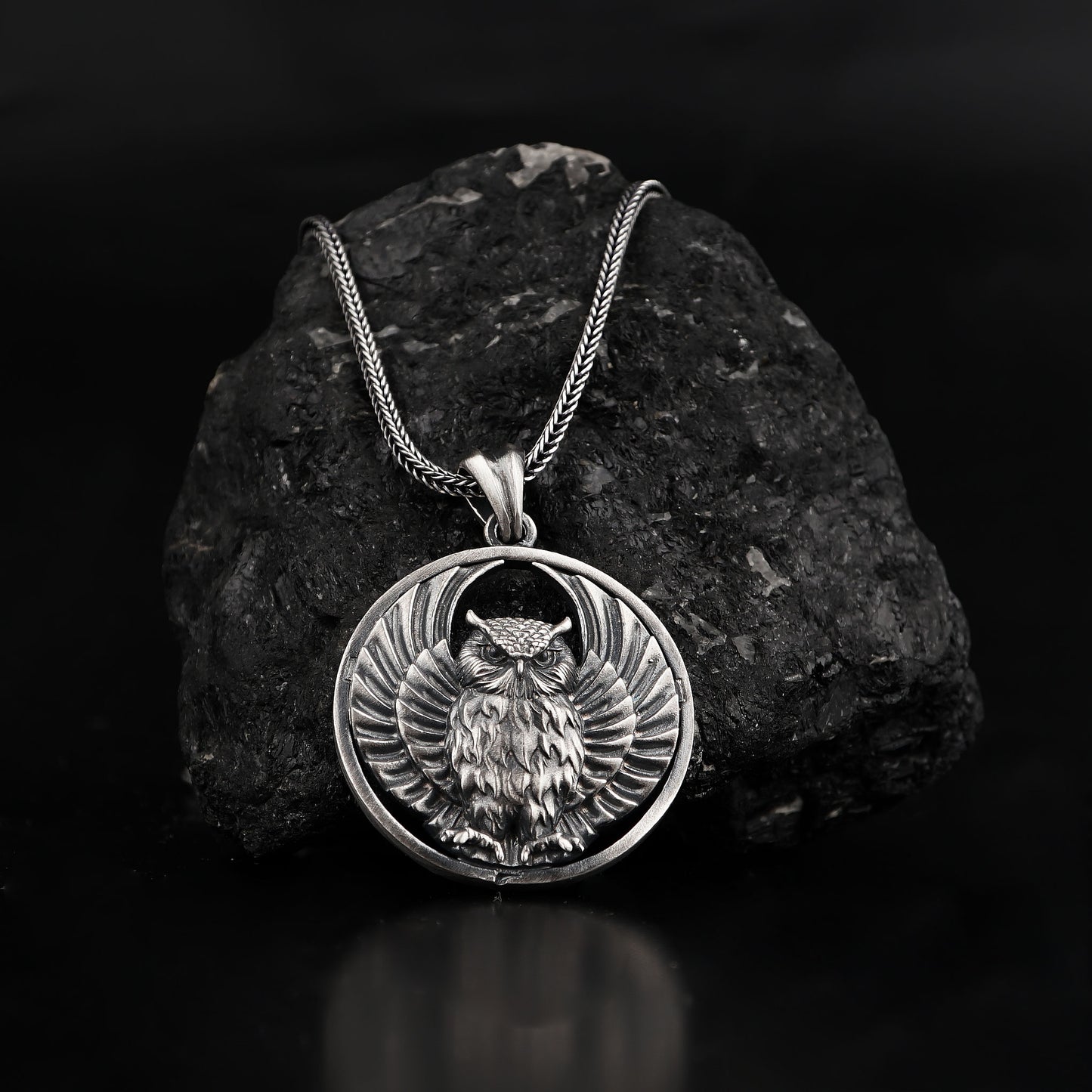 Silver Greek Athena Owl Pendant