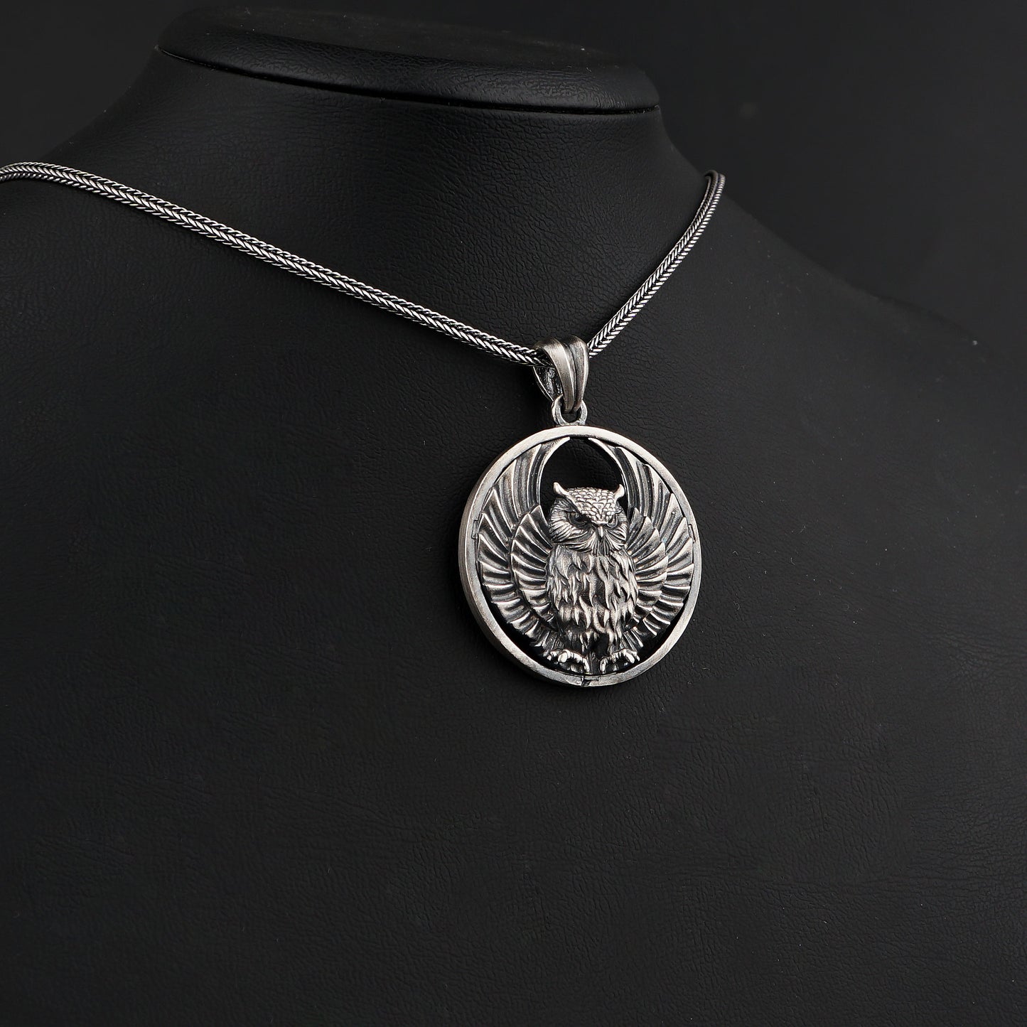 Silver Greek Athena Owl Pendant