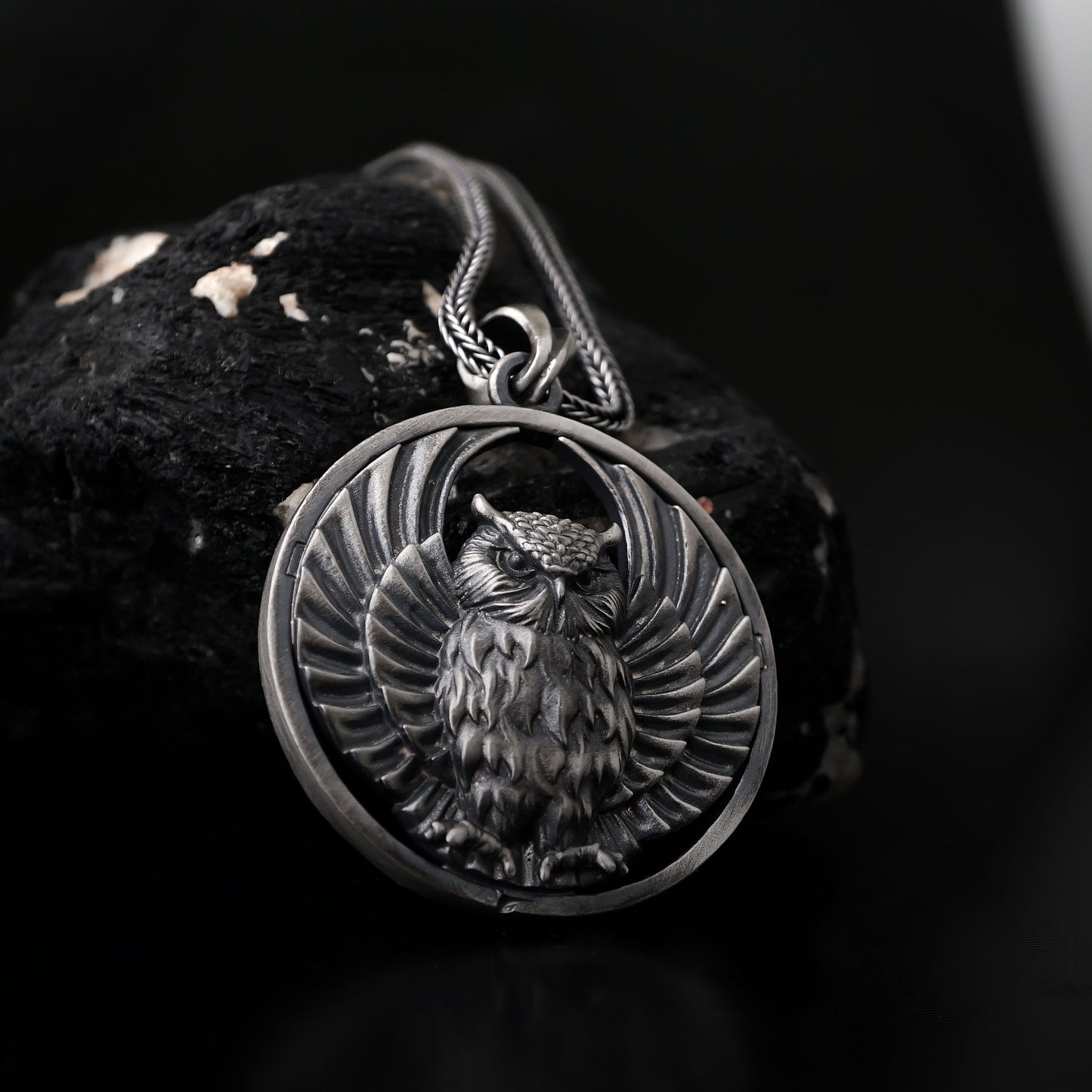 Silver Greek Athena Owl Pendant