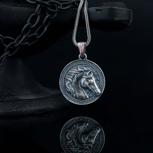 Silver Horse Medallion Necklace